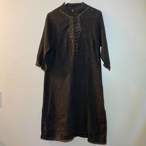 120% Lino shirtdress Italian 42 6 Button Sequin